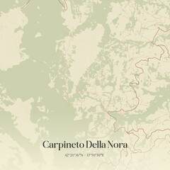 Vintage map of Carpineto Della Nora, Italy.