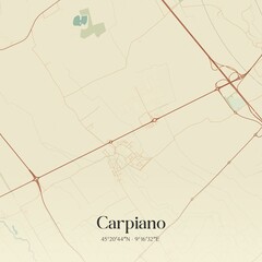 Vintage map of Carpiano, Italy.