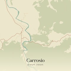 Vintage map of Carrosio, Italy.