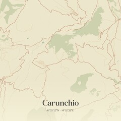 Fototapeta premium Vintage map of Carunchio, Italy.