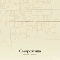 Vintage map of Casapesenna, Italy.