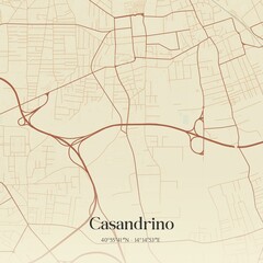 Fototapeta premium Vintage map of Casandrino, Italy.