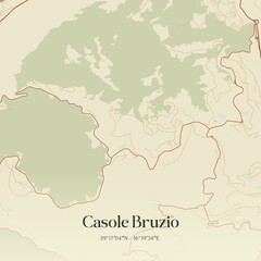 Vintage map of Casole Bruzio, Italy.