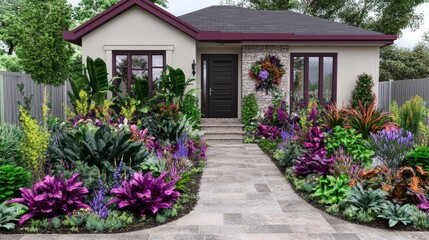 Lush Tropical Garden Design Enhances Modern Home Exterior