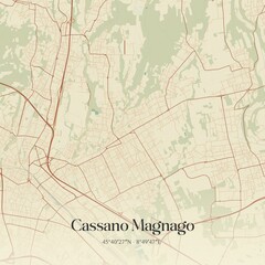 Vintage map of Cassano Magnago, Italy.