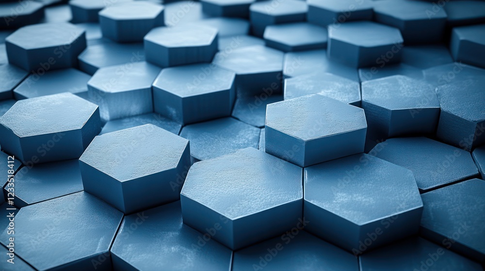Poster blue hexagon blocks abstract background texture
