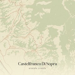 Vintage map of Castelfranco Di Sopra, Italy.