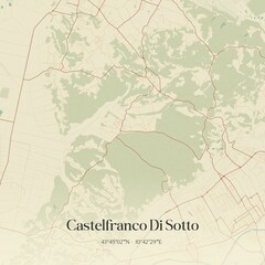 Fototapeta premium Vintage map of Castelfranco Di Sotto, Italy.