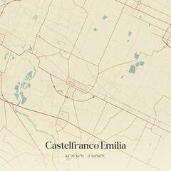 Vintage map of Castelfranco Emilia, Italy.