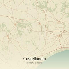 Vintage map of Castellaneta, Italy.