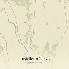 Obraz premium Vintage map of Castelletto Cervo, Italy.