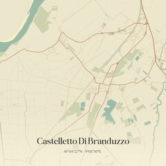 Vintage map of Castelletto Di Branduzzo, Italy.