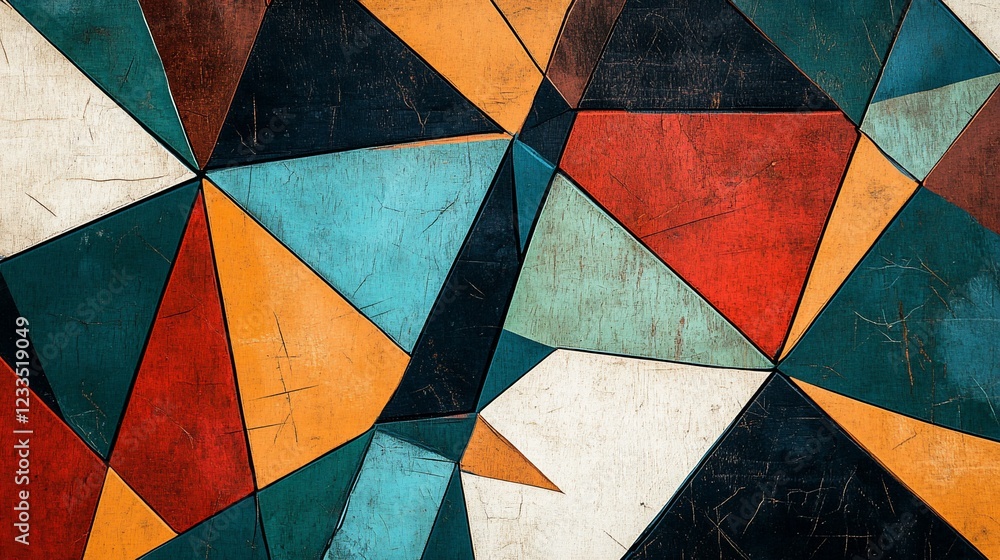 Poster abstract geometric pattern with vibrant color blocks in an artistic style