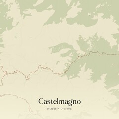 Fototapeta premium Vintage map of Castelmagno, Italy.