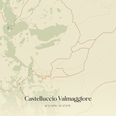 Vintage map of Castelluccio Valmaggiore, Italy.