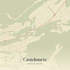 Vintage map of Castelmarte, Italy.