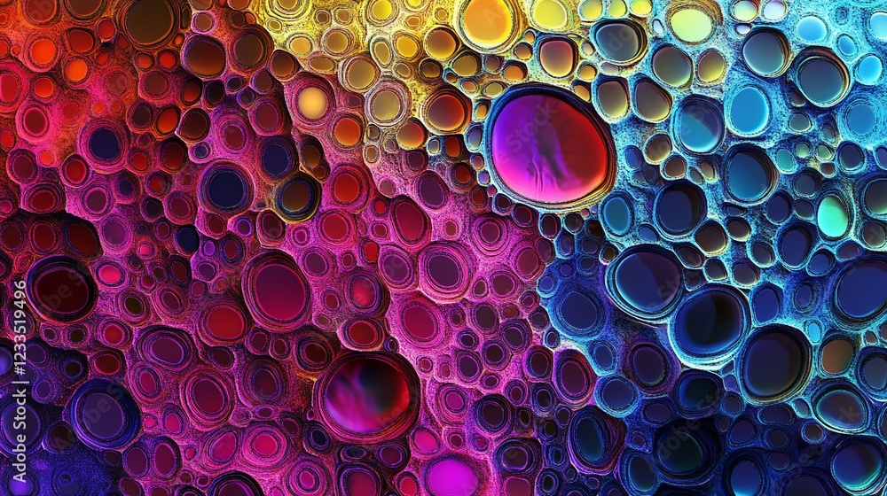 Poster abstract colorful design with many circles of different sizes and hues spread all over the place