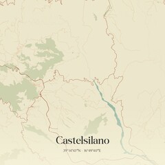 Obraz premium Vintage map of Castelsilano, Italy.