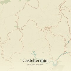 Fototapeta premium Vintage map of Casteltermini, Italy.