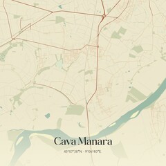 Vintage map of Cava Manara, Italy.