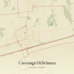 Vintage map of Cavenago Di Brianza, Italy.