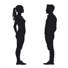 Man and women to stand silhouette on a white background