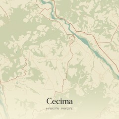 Vintage map of Cecima, Italy.