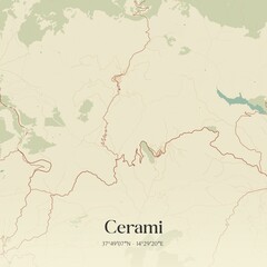 Fototapeta premium Vintage map of Cerami, Italy.