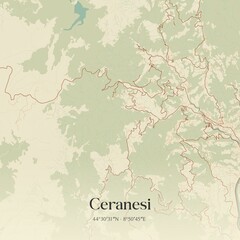 Vintage map of Ceranesi, Italy.