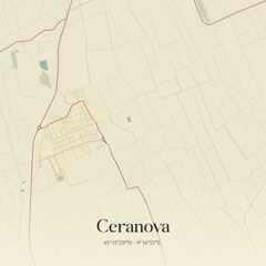 Vintage map of Ceranova, Italy.