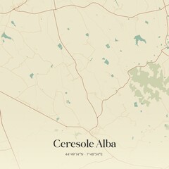 Vintage map of Ceresole Alba, Italy.