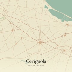 Vintage map of Cerignola, Italy.