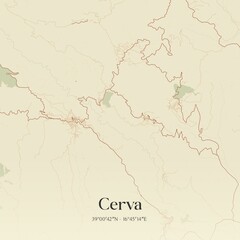 Fototapeta premium Vintage map of Cerva, Italy.