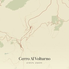 Vintage map of Cerro Al Volturno, Italy.