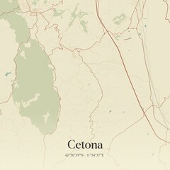Fototapeta premium Vintage map of Cetona, Italy.