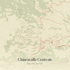 Fototapeta premium Vintage map of Chiaravalle Centrale, Italy.