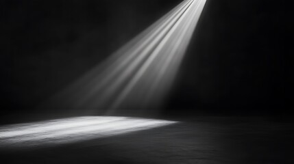 Spotlight on dark stage, dramatic lighting effect, studio background