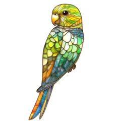 Fototapeta premium Colorful 3D Stained Glass Design of a Parrot Against a Clean transparent background