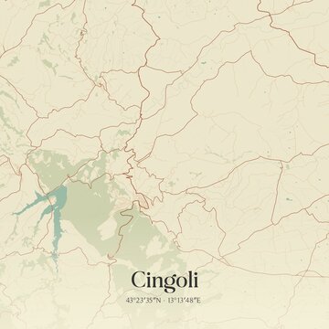 Vintage map of Cingoli, Italy.
