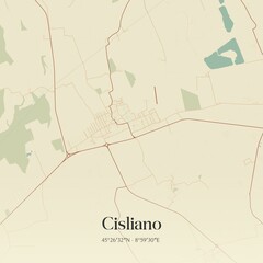 Fototapeta premium Vintage map of Cisliano, Italy.