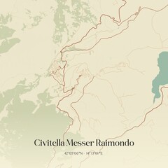 Vintage map of Civitella Messer Raimondo, Italy.