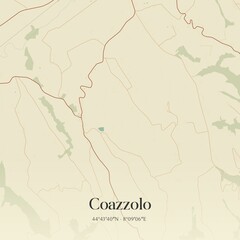 Vintage map of Coazzolo, Italy.