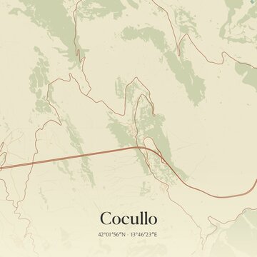 Vintage map of Cocullo, Italy.