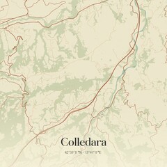 Fototapeta premium Vintage map of Colledara, Italy.