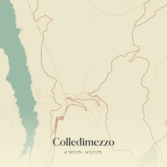 Vintage map of Colledimezzo, Italy.