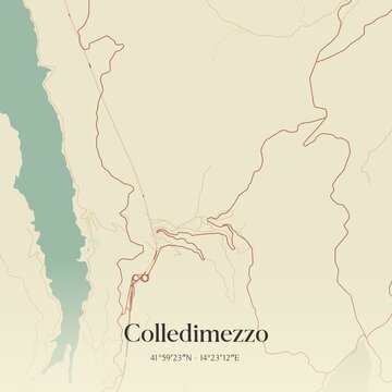 Vintage map of Colledimezzo, Italy.