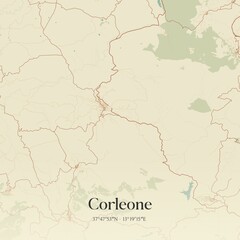 Vintage map of Corleone, Italy.