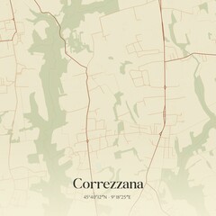 Fototapeta premium Vintage map of Correzzana, Italy.