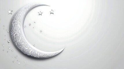 Ornate Crescent Moon and Stars Design