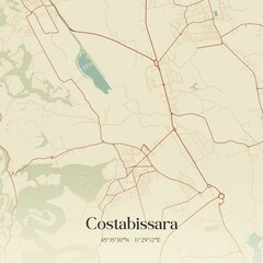 Vintage map of Costabissara, Italy.